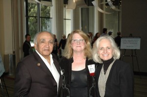 Shelley Fisher Fishkin with director Shashin Desai, L and Caryn Desai, general manager